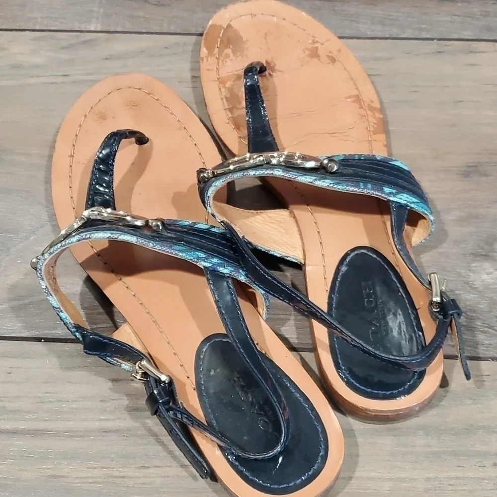 Coach Sammy Jacquard flip flop sandals ankle straps shoes sz 7B